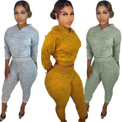 China Breathable Single Hoodie And Pants Two Pieces Set Elastic Waist Sportswear Am Workout Casual Sets For Women 2 Pieces for sale