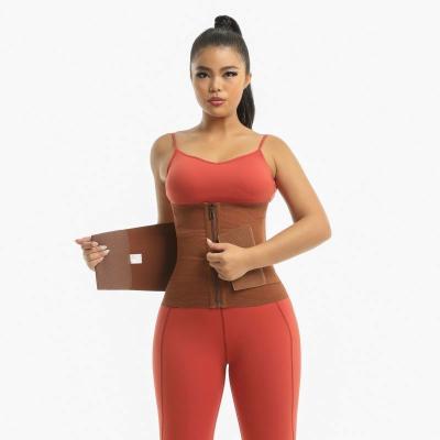 China Wholesale Breathable Brown Shaping Trainer Faja With Logo Sheath Woman Abdominal Cincher Slim Waist Shaper Sports Fitness Latex for sale