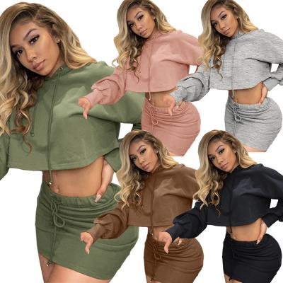 China OEM Wholesale 2021 Sexy Anti-static Solid Color Dress Women Dress Casual Long Sleeve Dress Club Wear Women Two Piece Set Clothing for sale