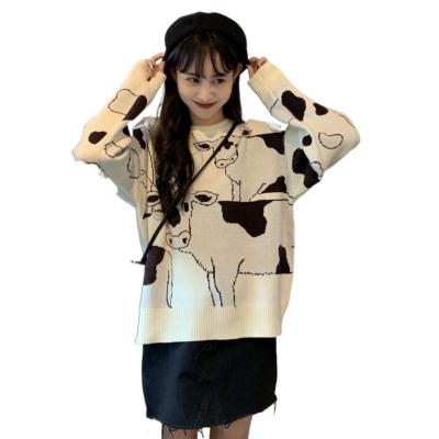 China Japanese Cute Kawaii Apparel Sweaters Others Raw Casual Loose Lazy Cow Sweater Korean Female Harajuku Women For Women for sale