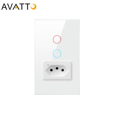 China Tuya Wifi Home Smart Home Wireless Brazil 1/2 Strip Touch Light Wall Switches And Sockets Switch Work With Alexa Google Home for sale