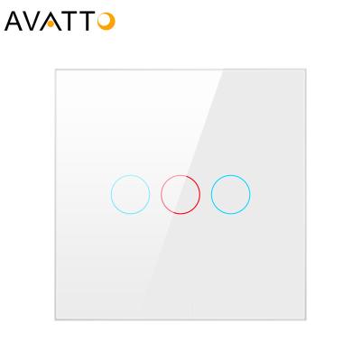 China EU Standard Tuya APP Wall Lamp Switch 1/2/3Gang Tempered Glass Touch Smart Switch Radio Remote Control With Google Home/Amazon Alexa for sale