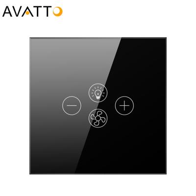 China Tempered Glass Home Smart Panel Touch Screen Switch Regulator Fan Ceiling Wifi Smart Lamp Switch Compatible with Alexa/Google Home for sale