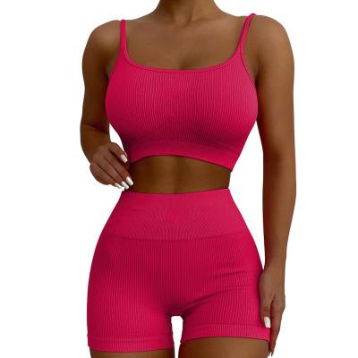 China 2022 New Seamless Seamless Yoga Shorts Sets Women Compression Bra Ad Shorts Seamless Yoga Suit Gym Fitness Sets for sale