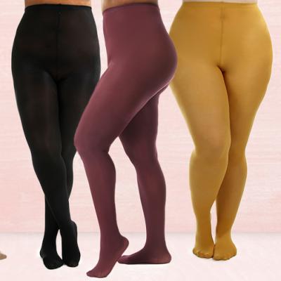 China Wholesale Women Breathable Pantyhose Solid Footed Vibrant Color Breathable Cuffs Plus Size Opaque Microfiber Women Pantyhose for sale