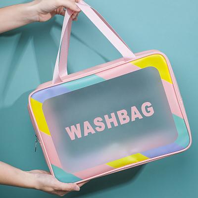 China Fashion Logo Ladies PVC Toiletry Bag Pouch Bag Waterproof Wholesale Custom Leather Travel Makeup Beauty Cosmetic Bag for sale