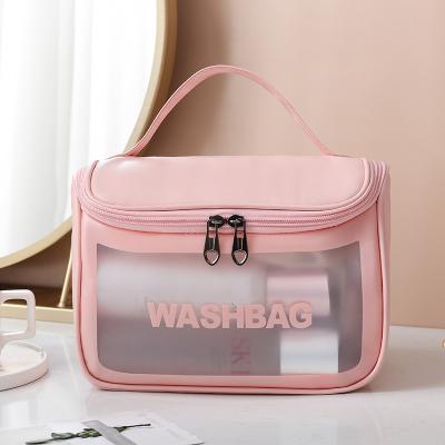 China Waterproof Custom Made Leather Beauty Travel Bag Pouch Toiletry Bag PU Fashion Logo Ladies Logo Ladies Cosmetic Bag for sale