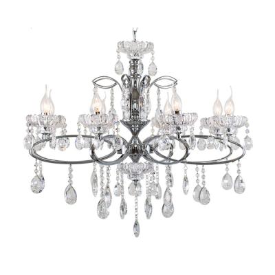 China Modern high quality chinese popular antique hotel decoration lobby villa crystal chain chandelier with mini glass shade for sale