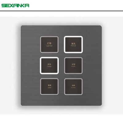 China SEXANKA RS485 Metal Smart Home Automation System 6 Band Hotel Metal Material Push Button Light Wall Switches for sale