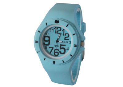 China Blue Silicone Wristband Watch Sportive , Cute Silicone Sport Wristwatch for sale