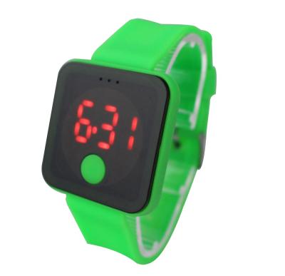 China Green Silicone Digital Watch 3 ATM Waterproof LED Screen Wristwatch for sale