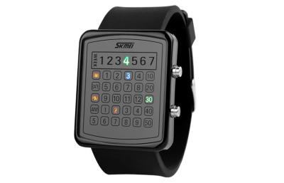 China EL Backlight LED Digital Wrist Watch , Calculator Dial Mirror Watches for sale