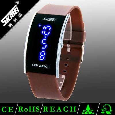 China 3 ATM Water Resistant Unisex Colorful PU Band LED Digital Wrist Watch For Men for sale