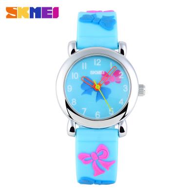 China Fashion Lovely Flower Analog Quartz Digital Watch , Boy / Girl Blue Silcione Wristwatch for sale