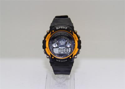 China Plastic strap stopwatch EL light mens wrist watch for Sport with two convex mirrors for sale