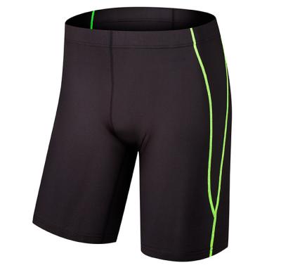 China Anti-wrinkle plain black men's polyester spandex with contrast colors threads sports fitness shorts for sale