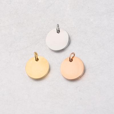 China TRENDY Stainless Steel Tags Thick Round Stamping Pendant Charms 18K Gold Plated Soft White Stamping Tags Pendants for sale