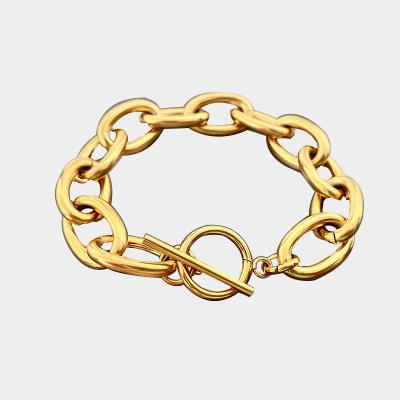 China Hot Gold Tone Toggle Clasp Bracelet 2021 Amazon Newest Stainless Steel OT CLASSIC Clasp Bracelet for sale