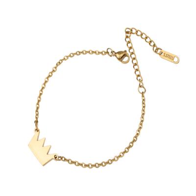 China Hiphop 2021 new fashion hot spring stainless steel temperament queen link chain crown charm simple adjustable anklet c style for sale