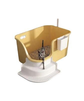 China Cat Litter Box With Lid Splash-Proof Cat Toilet With Cat Litter Air Purifying Air Freshener and Spoon Foldable Closed Entry Large for sale