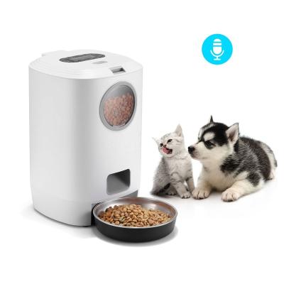 China Automatic 4.5L Automatic Pet Feeders For Cats And Dogs Timed Cat Feeder Dry Food Dispenser smart pet feeder with recording for sale