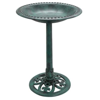 China Easy Installment RIGID GARDEN 28 Inch Height Polyresin Basins Lightweight Outdoor Garden Pedestal Bird Bath B Antique for sale