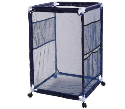 China Ourdoor Pool Storage Bin Containers Rolling Pool Storage Mesh Basket Organizer with Nylon Mesh Basket Large Capacity for sale