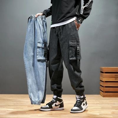 China Blue jeans 2021 hip hop streetwear style men fashion vibran bootcut QUICK DRY loose cargo denim loose mid-rise jeans for sale