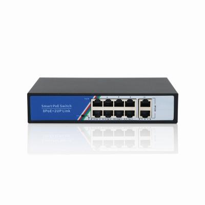 China Support 1.8GBPS POE / VLAN 100MBPS 8 Port with 2 Uplink Port Poe Network Switch for sale