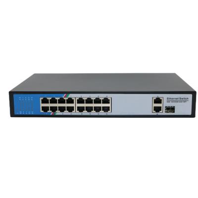 China POE Factory Gigabit Network Switch Port Gigabit Industrial Poe Switch+1sfp 16 Port for sale