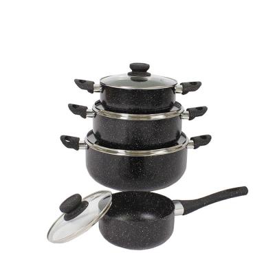 China Best Price New Design Sustainable Wholesale Kitchenware Heat Resistant Aluminum Cooking Pot Cookware Set for sale