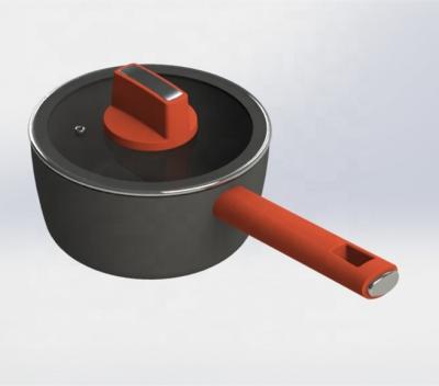 China OEM viable factory wholesales sauce aluminum non-stick coating pot with fashion lid for sale