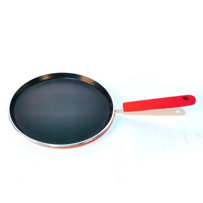 China General use for gas and induction cooker 24cm pizza pan black inner coating heat resistance pizza red outer paint pan non stick with 4.0mm thickness for sale