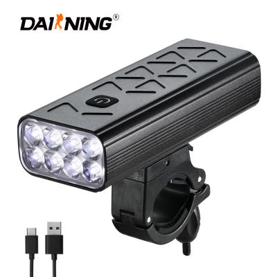 China 6061 Powerful DAINING Alloy 5000LM Aluminum Foil Bike Lights Front, 8 LED USB Rechargeable Waterproof Bicycle Light Set with Power Bank for sale