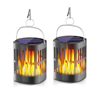 China OUTDOOR Solar Powered and USB Flashing Flame Solar Light Garden Decoration Landscape Lantern Hanging Waterproof Lighting for sale