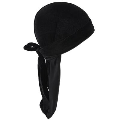 China Universal Black Single Pack Unisex Velvet Durags for sale