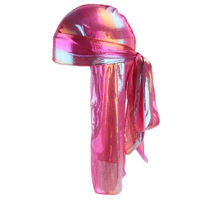 China Universal Shiny Silky Unisex Durag With Extra Long Tail Wide Tail Designer Durag Seller for sale