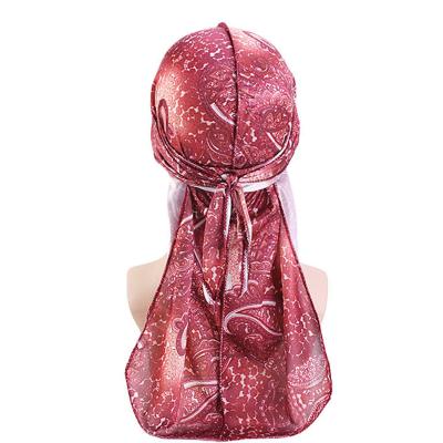 China New Universal Amoeba Pattern Long Tail Durag Head Silk Wrap for sale