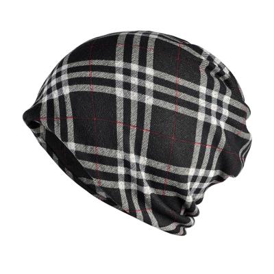 China Best Quality JOINT Check Printing Multi Use Headwrap Chemo Hat Slouchy Beanie for sale