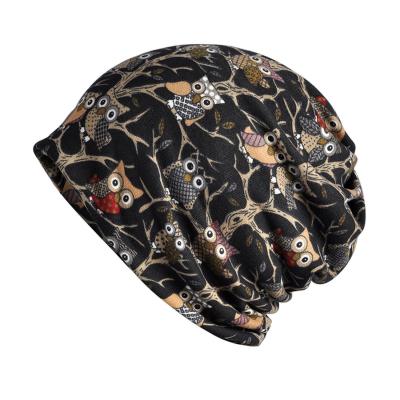 China Wholesale COMMON Owl Printed Multi Function Headwrap Chemo Hats Slouchy Beanie for sale