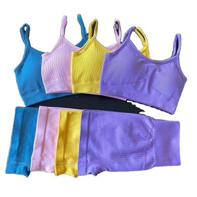 China Wholesale Breathable Fitness Clothing Woman Seamless Short Yoga Gym Activewear Set 2 Piece Short Gym Fitness Sets For Women for sale