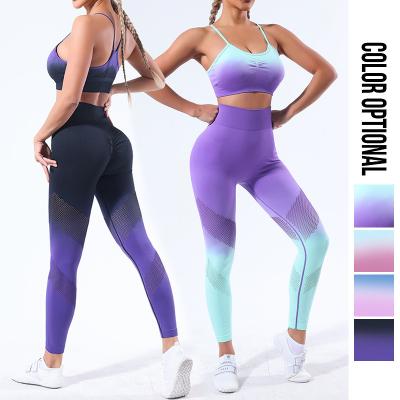 China Hot Selling Breathable Gym Fitness Set Sexy Sports Wear Long Sleeve Crop Top And High Waist Yoga Pants Seamless Yoga Set for sale