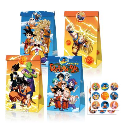 China Reused Materials Xindeli MB015 Cartoon Kids Birthday Party Decor Dragon Ball Pattern Gift Paper Bag With Sticker For Candy Cookie Packaging for sale