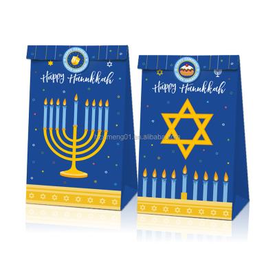 China Recycled Xindeli LB040 12 PCS Happy Theme Materials Hanukkah Gift Bags Wrapping Paper Candy Gift Treat Bags For Hanukkah Party Supplies for sale