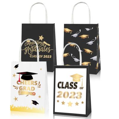 China Xindeli BD116 Recyclable 2023 Graduation Party Favors Gift Candy Packaging Kraft Paper Bag With Handle for sale