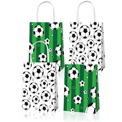 China Xindeli BD072 Recyclable Soccer Paper Gift Bags Green Football Gift Bags With Handles For Sports Party Supplies for sale