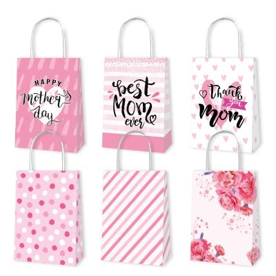 China Xindeli BD117 Recyclable Happy Mother's Day Gift Paper Bags Thank You Candy Treats Bag With Handles For Mom Party Supplies for sale