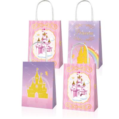 China Xindeli BD062 Princess Castle Design Baby Girls Birthday Favors Recyclable Paper Bag with Handle for Baby Shower Party Decor for sale