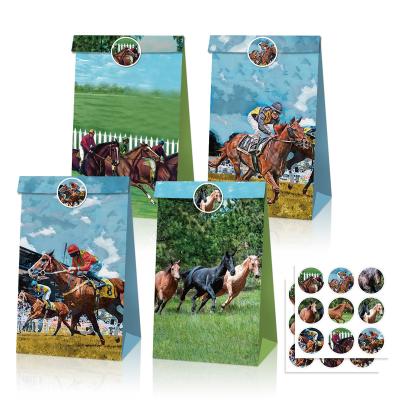 China Gift & Craft Xindeli LB187 Horse Racing Gifts Bag 12 Pcs Candy Cookie Wrapping Paper With Sticker For Wild Horse Cowboy Birthday Party for sale