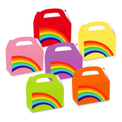 China Xindeli DD188 Recyclable Rainbow Design Candy Treat Boxes 12 PCS Gift Cake Candy Colored Paper Box For Kids Birthday Party Supplies for sale